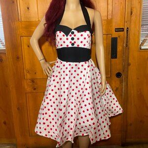 Women's Dress Retro Vintage Swing 1950's Halter polka dot print